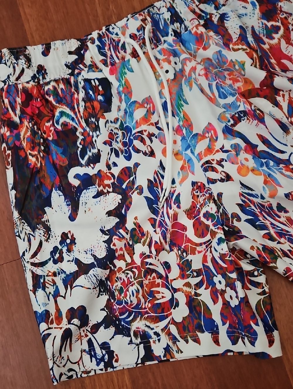 Robert Graham Grafitti Floral Hybrid Swim Shorts White Multi Color Men's XL